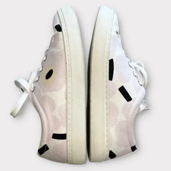 MARIMEKKO lavender, white & black floral canvas sneakers size 41 / US 11 - Picture 6 of 9